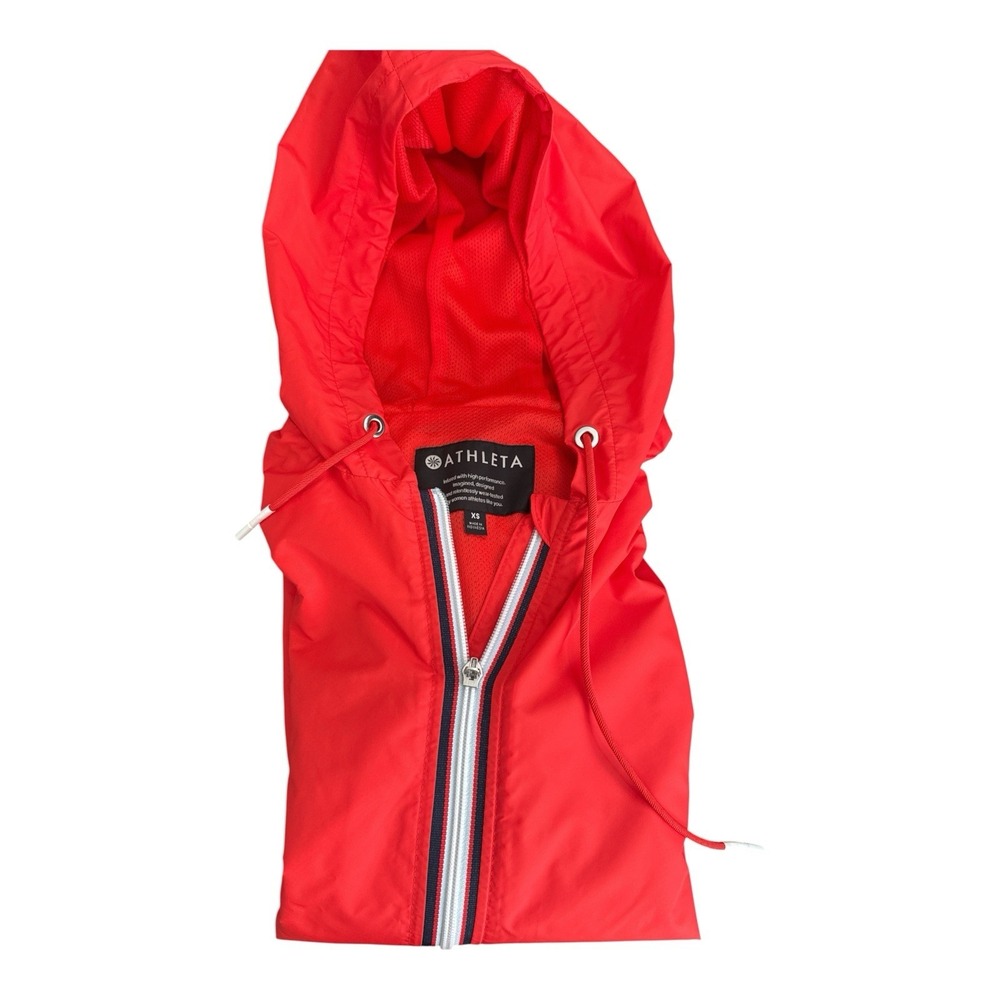 Athleta Ascender Jacket Womens XS Red Hooded Windbreaker Rain Zip SU19 446621 - Picture 6 of 6